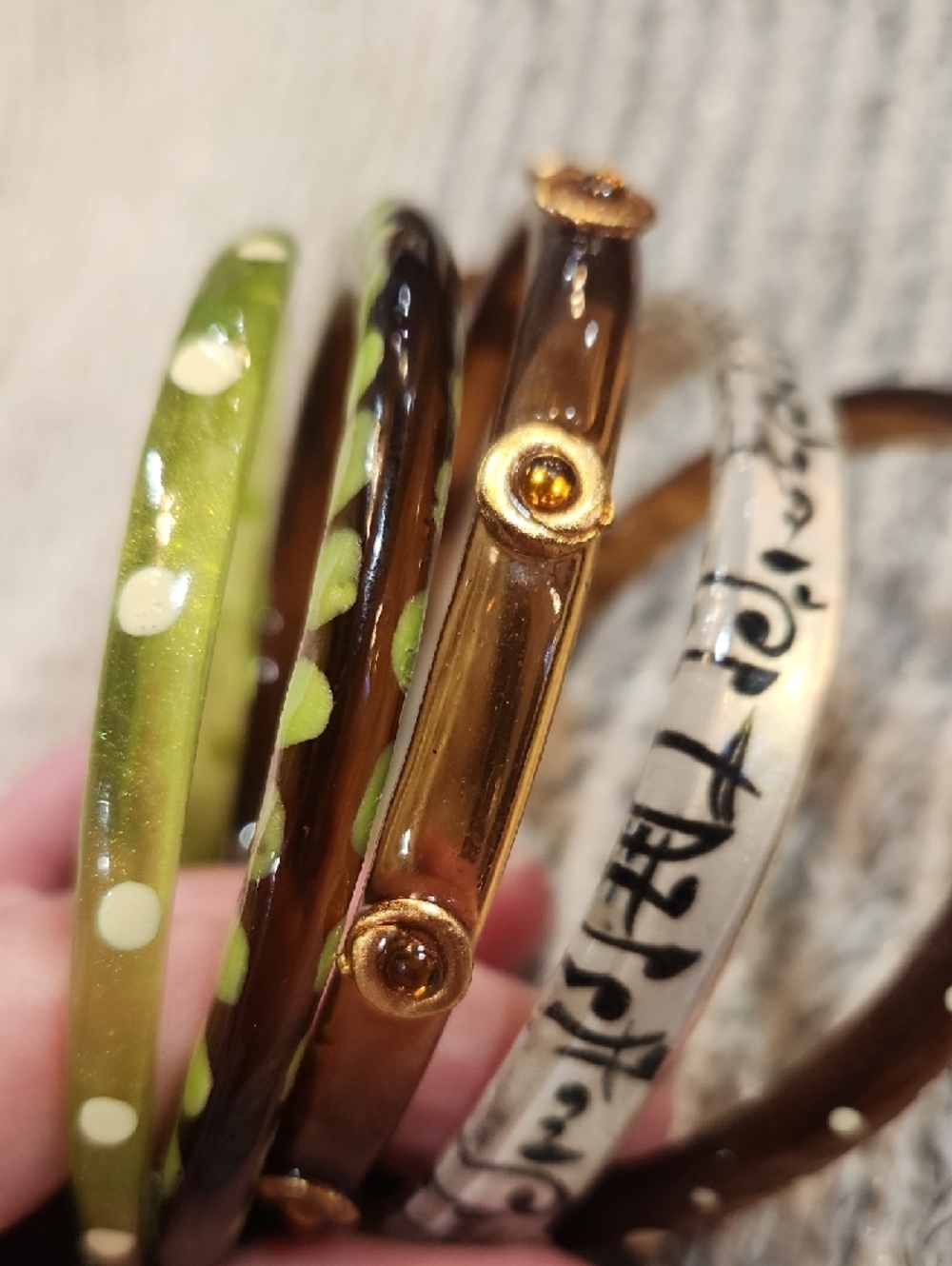 Israeli Artisan Designer Resin Bangle Bracelet Set - Picture 3 of 3